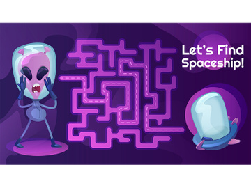 Spaceship labyrinth with cartoon character template preview picture
