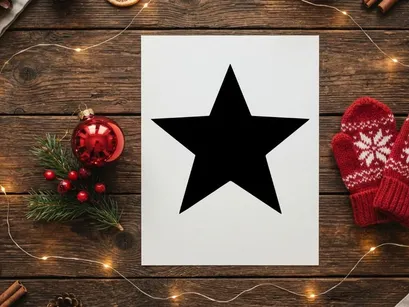 Schwarze Sternform isoliert auf weißem Hintergrund, minimalistisches geometrisches Icon oder Grafikelement
