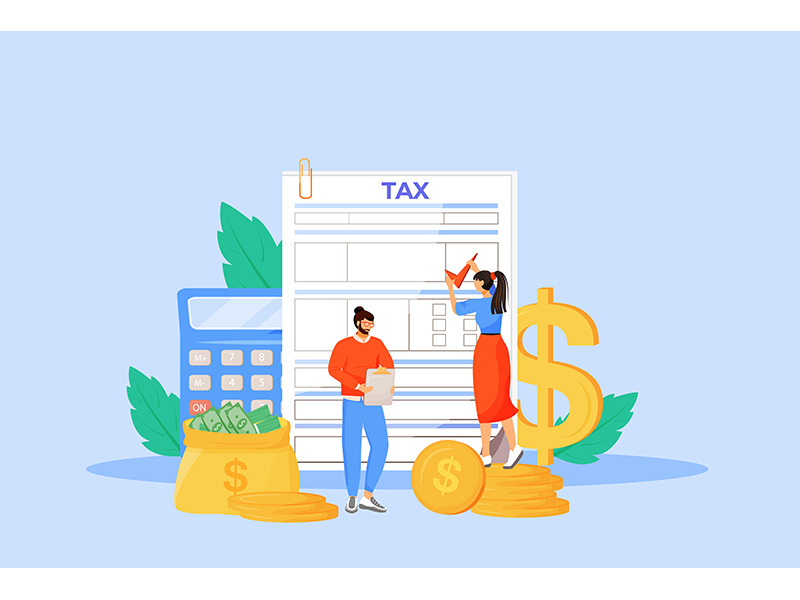 Tax payment guideline flat concept vector illustration