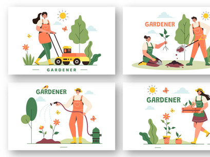 12 Summer Gardener Illustration