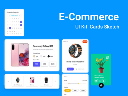 E-Commerce UI Kit  Cards Sketch