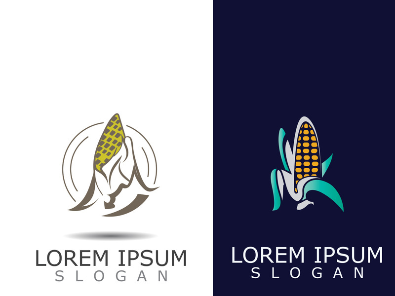 Corn simple logo design agriculture farming vector template