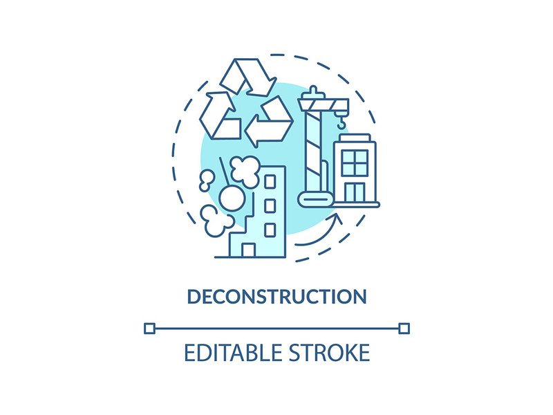 Deconstruction turquoise concept icon