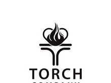 Torch fire logo icon hipster vector design template