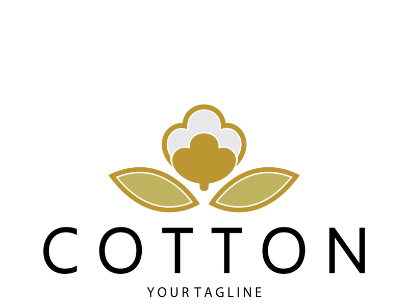 Soft natural organic cotton flower plant logo for cotton plantations, industries,business,textile,clothing and beauty,vector