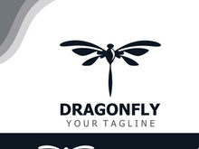 Dragonfly logo design modern and elegant minimalist color style monoline illustration