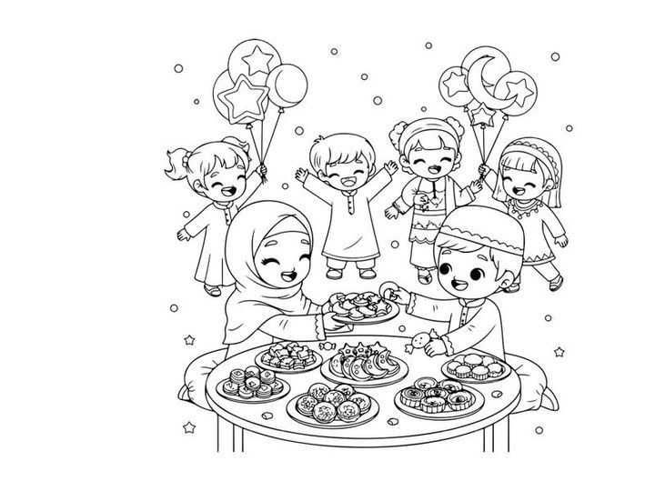 Children birthday party celebration flat design vector illustration
