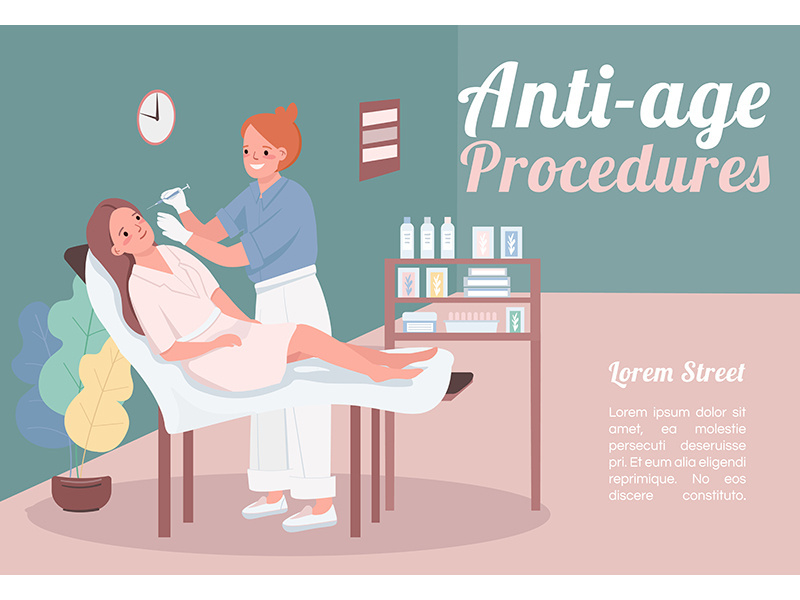 Anti-age procedures banner flat vector template