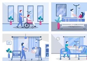9 Nurse Helping with a Patient Flat Design