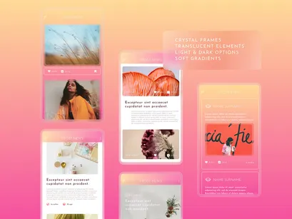 Glass Frost Feed UI Kit 01 - Free Demo