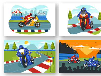 12 Racing Motosport Illustration