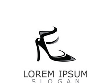 Women shoes logo design High heel fashion shop icon vector for business store