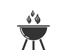 BBQ grill simple and symbol icon with smoke or steam logo vector illustration