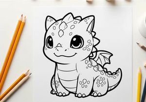 Cute baby dragon cartoon smiling vector illustration