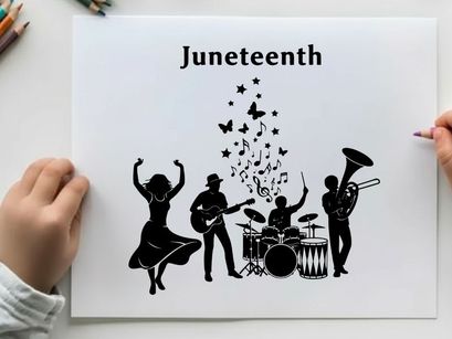 Juneteenth celebration silhouette with musician band