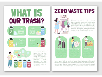 Zero waste lifestyle tips flat vector brochure template preview picture