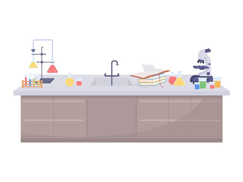 Laboratory desk semi flat color vector item