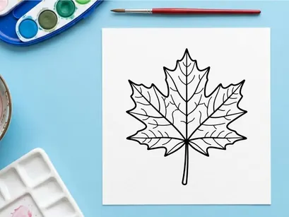 Detailed maple leaf illustration for nature and botanical projects. Elegant leaf drawing for design and educational use.