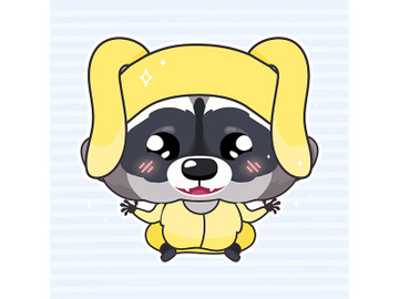 Cute raccoon kawaii cartoon vector character preview picture