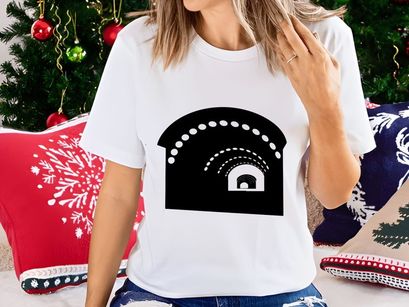 A black and white illustration of a tunnel with multiple arches and dotted lines