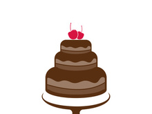 Sweet cake template logo design vector illustration of silhouette with cherries