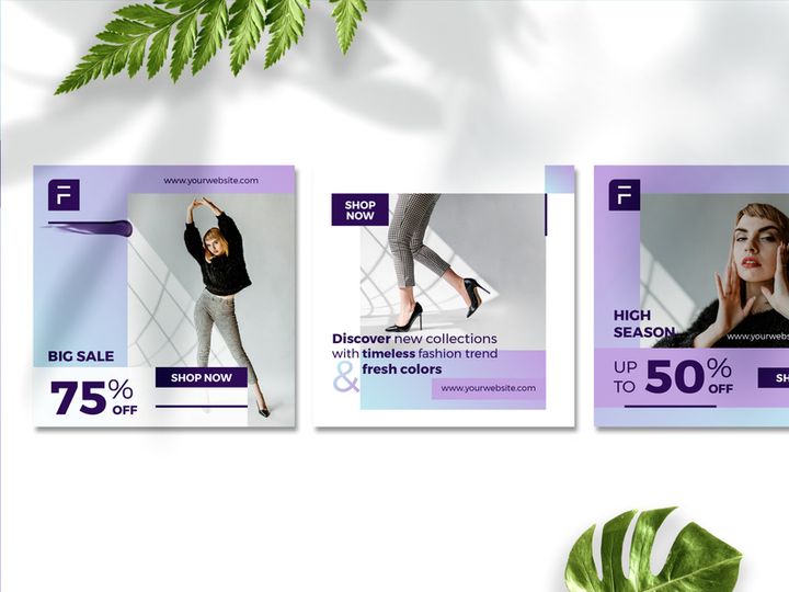 Fashion Sale Banner Social Media elegant purple template