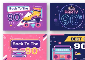 90s Retro Party Illustration