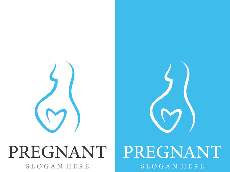 Abstract logo of mother or woman carrying baby or pregnant. Logos for clinics, pharmacies and hospitals.