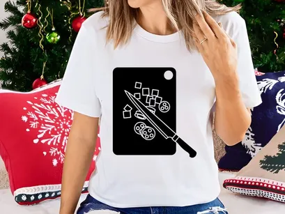 Minimalist kitchen knife set icon on black background vector