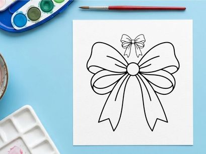 Hand drawn Christmas gift bow illustration for holiday greeting cards and festive design
