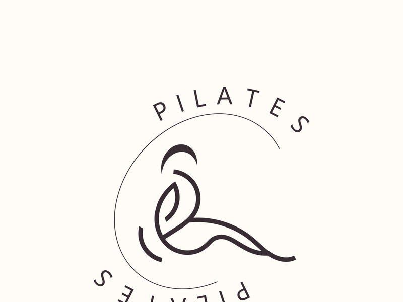 Abstract Pilates Logo, Yoga identity body balance vector monoline Design Template. wellness lifestyle