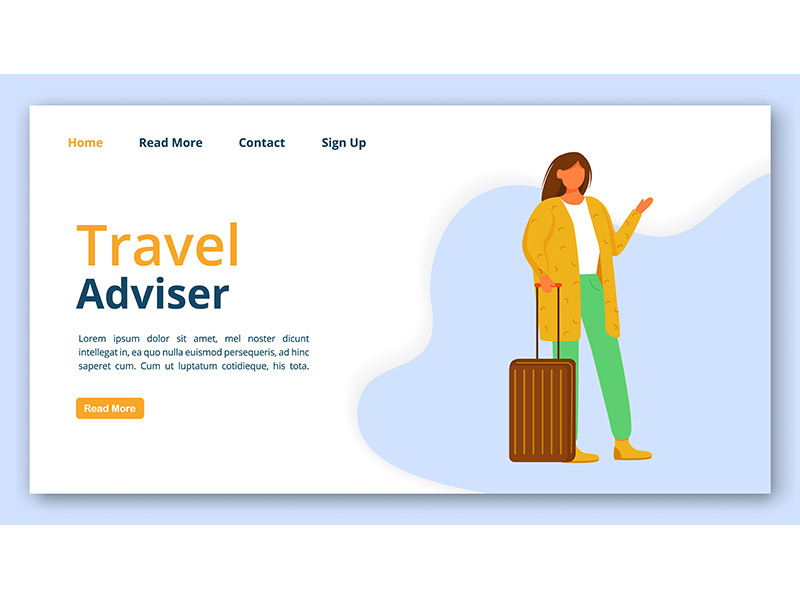 Travel adviser landing page vector template