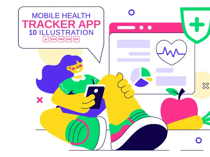 10 Mobile Health Tracker App Illustration