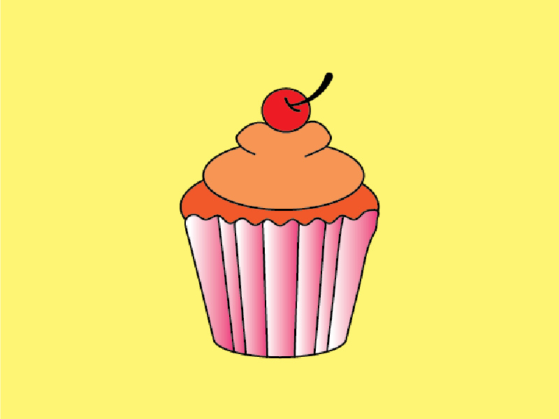 Flat illustration Cupcake in Adobe illustrator