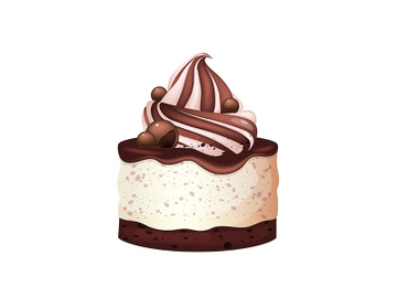 Cheesecake, chocolate dessert realistic vector illustration preview picture