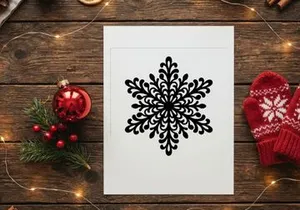 Decorative black snowflake silhouette for winter holiday design