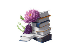 Vector Illustration Books decorated by flowers