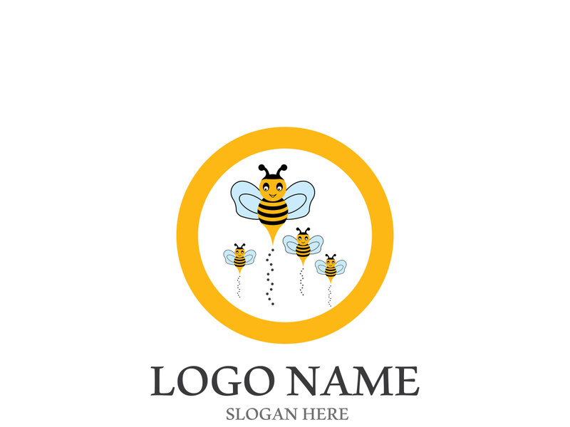 Bee logo vector icon illustration design