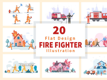20 Group of Firefighters Illustration preview picture