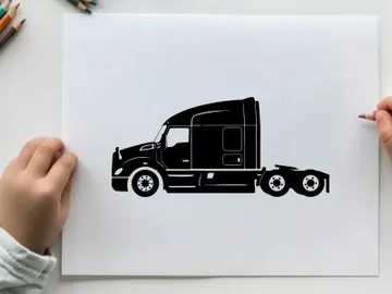 Silhouette of a semi truck with sleeper cabin preview picture
