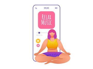 Relax music smartphone interface vector template preview picture