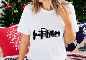 Execution scene with a line of people waiting for capital punishment or a firing squad