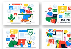 10 Online AI Writing Assistant Illustration