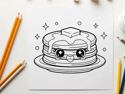 Cute pancake stack with face vector illustration flat design