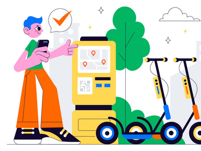 10 Electric Scooter Rental Service Illustration