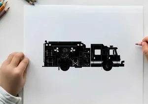 Fire truck silhouette profile view