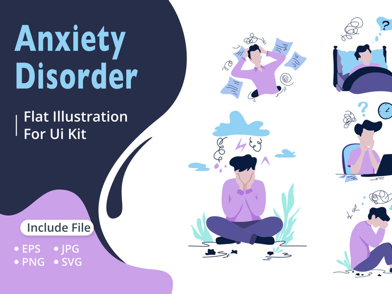 Flat illustration of anxiety disorder