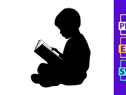 Boy Reading Book Silhouette