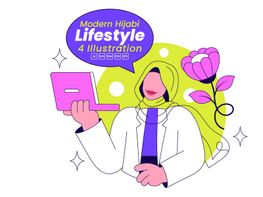 4 Modern Hijabi Lifestyle Illustration preview picture