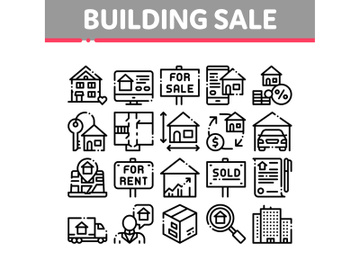 Building House Sale Vector Thin Line Icons Set preview picture